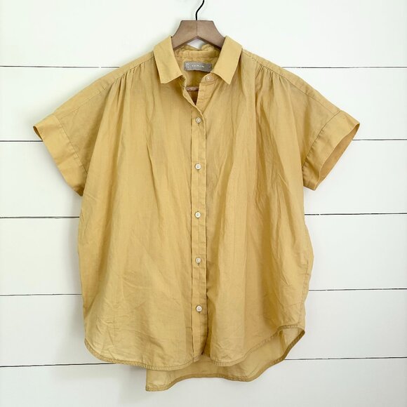 Everlane Tops - Everlaneoversized 100% cotton yellow short sleeve button up blouse sz small